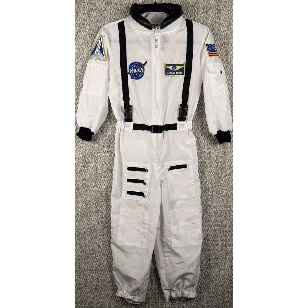 NASA Astronaut Costume Kids 8-10 Space Shuttle Commander Jumpsuit Halloween